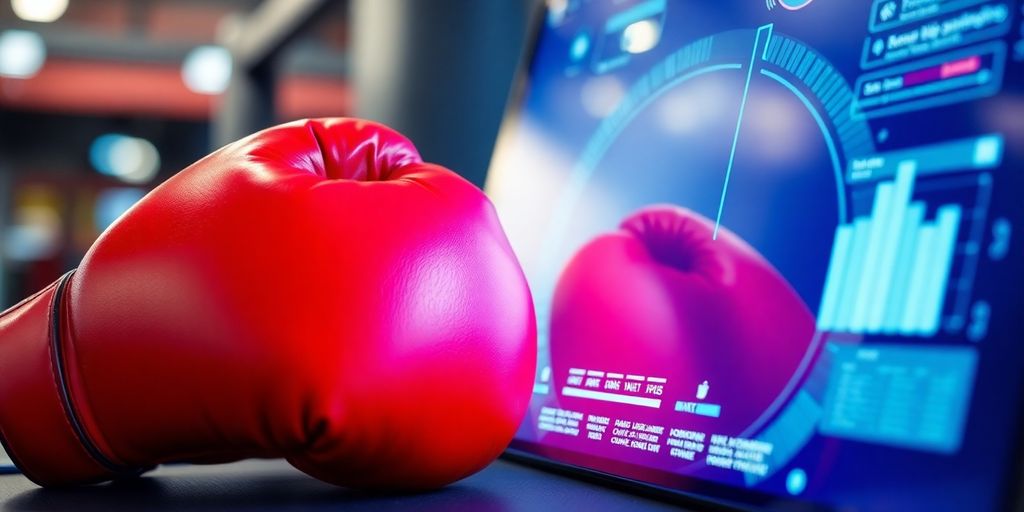Boxing gloves and digital interface.