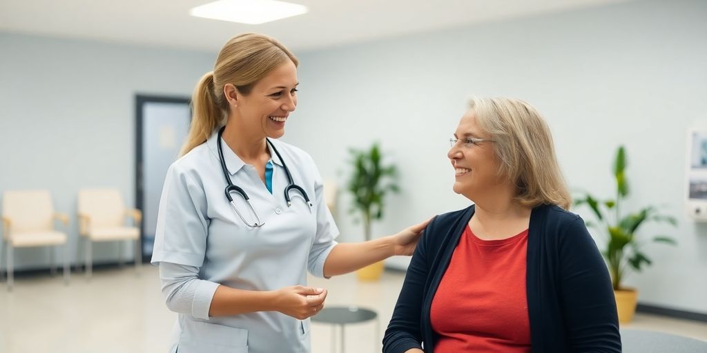 Physiotherapist consulting with a patient.