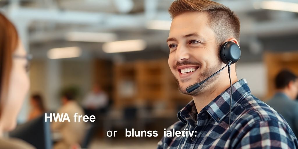 HVAC technician speaking with a client on a headset.