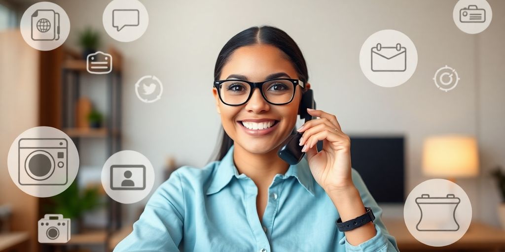 Appliance repair technician on phone with customer