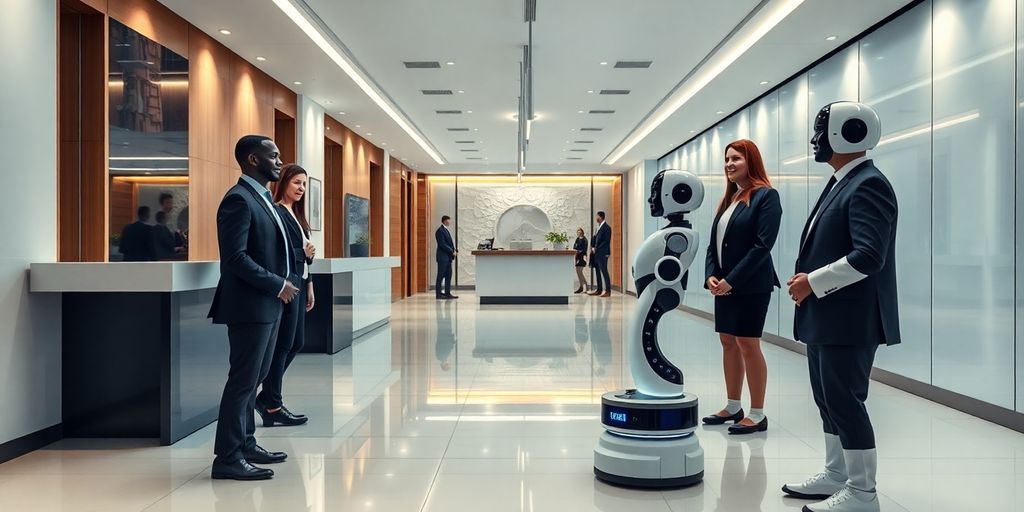 AI receptionist interacting with clients.