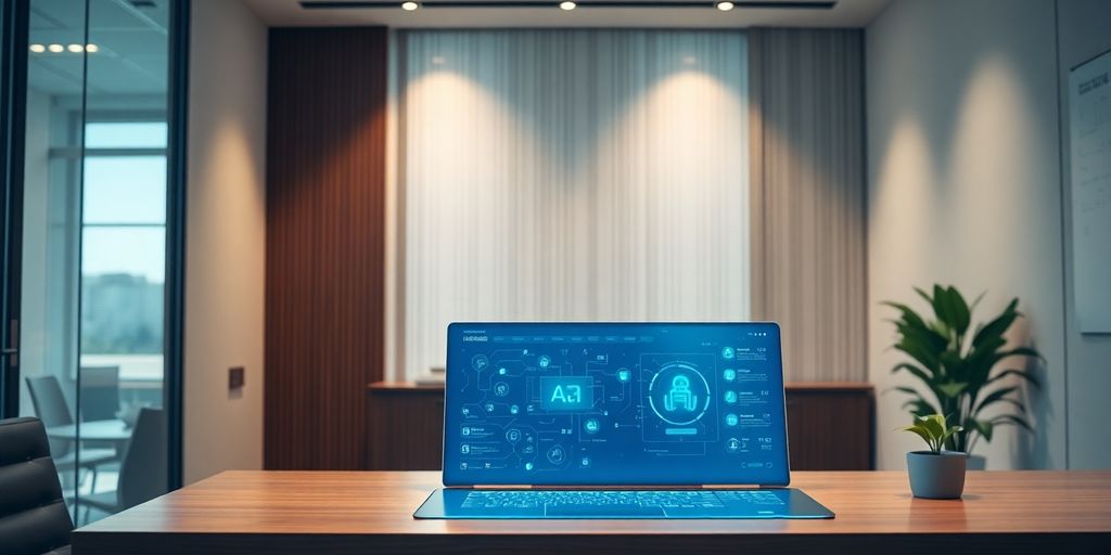Law firm AI receptionist digital interface glowing.