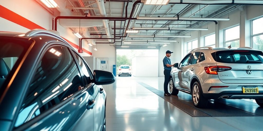 Modern car wash interior with streamlined technology.