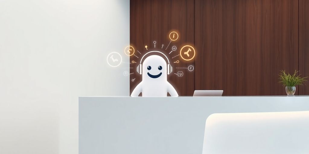 AI receptionist interacting with a digital interface.