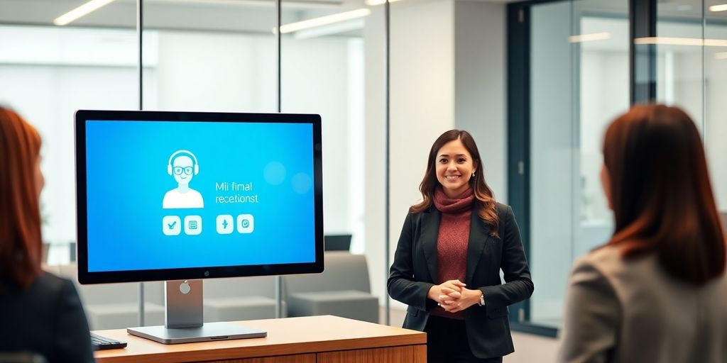AI receptionist interacting seamlessly with a human.