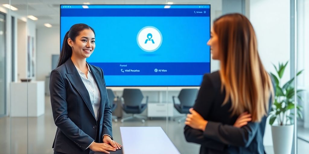 AI receptionist assisting a business professional.