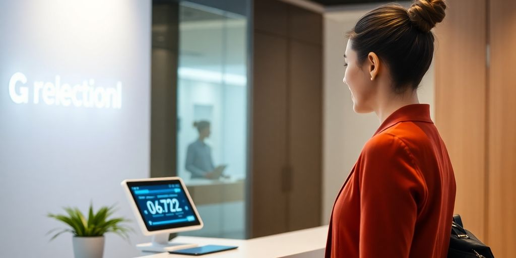 AI receptionist interacting with a customer.