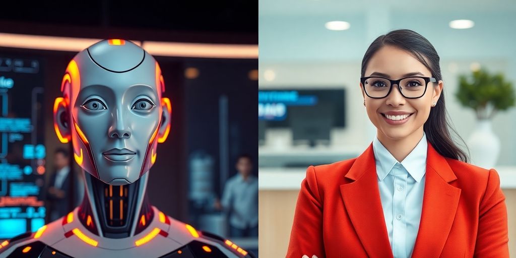 AI and human receptionists side-by-side comparison.
