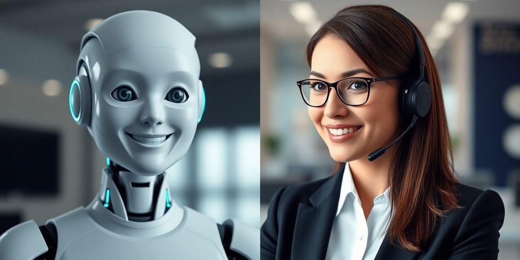AI receptionist and human receptionist comparison.