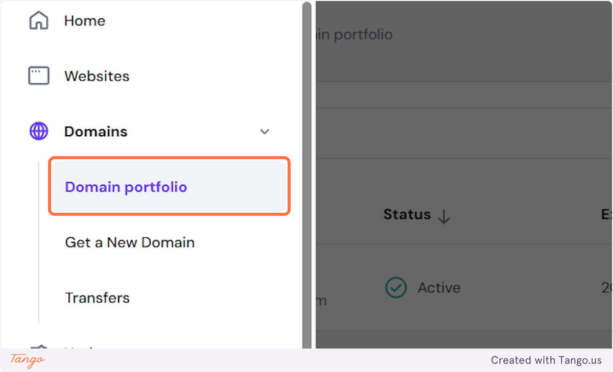 Click on Domain portfolio