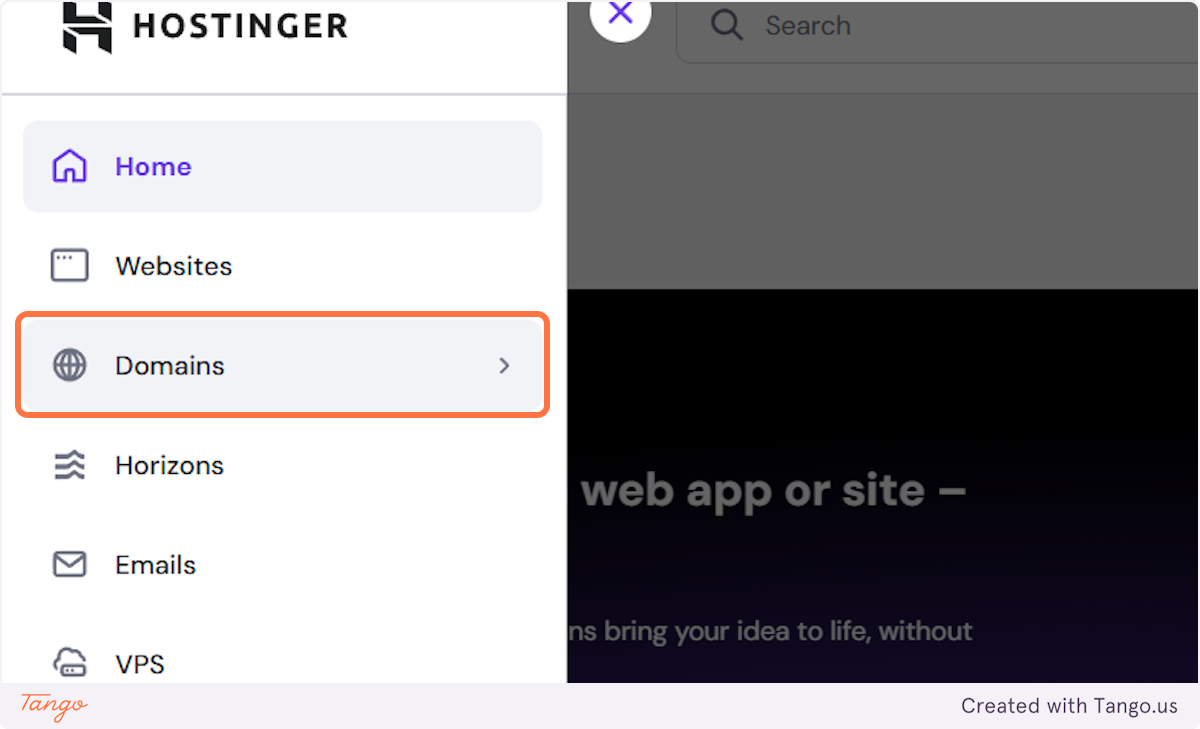 Click on Domains