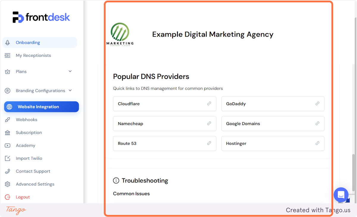 We also provide a list of the most popular DNS providers for your reference.