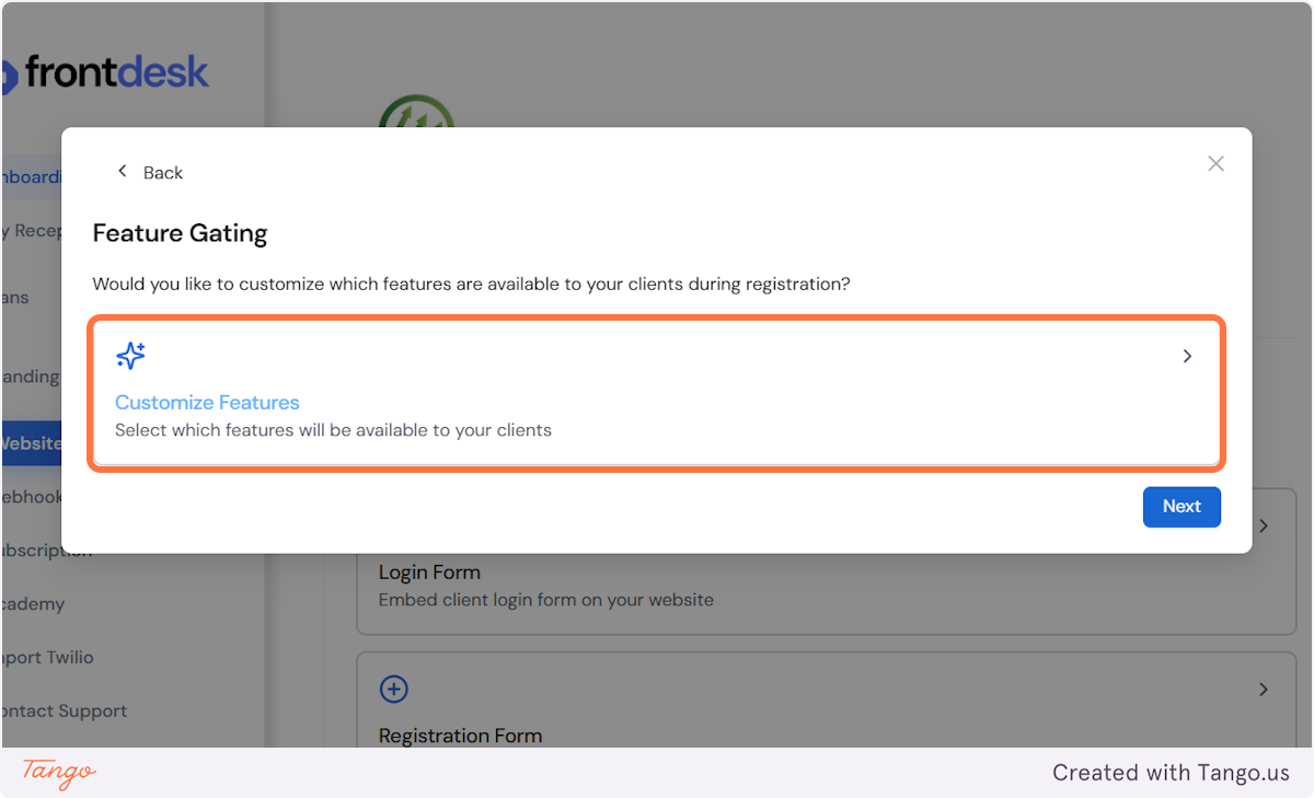 You can also customise which features will be visible with the account they create.