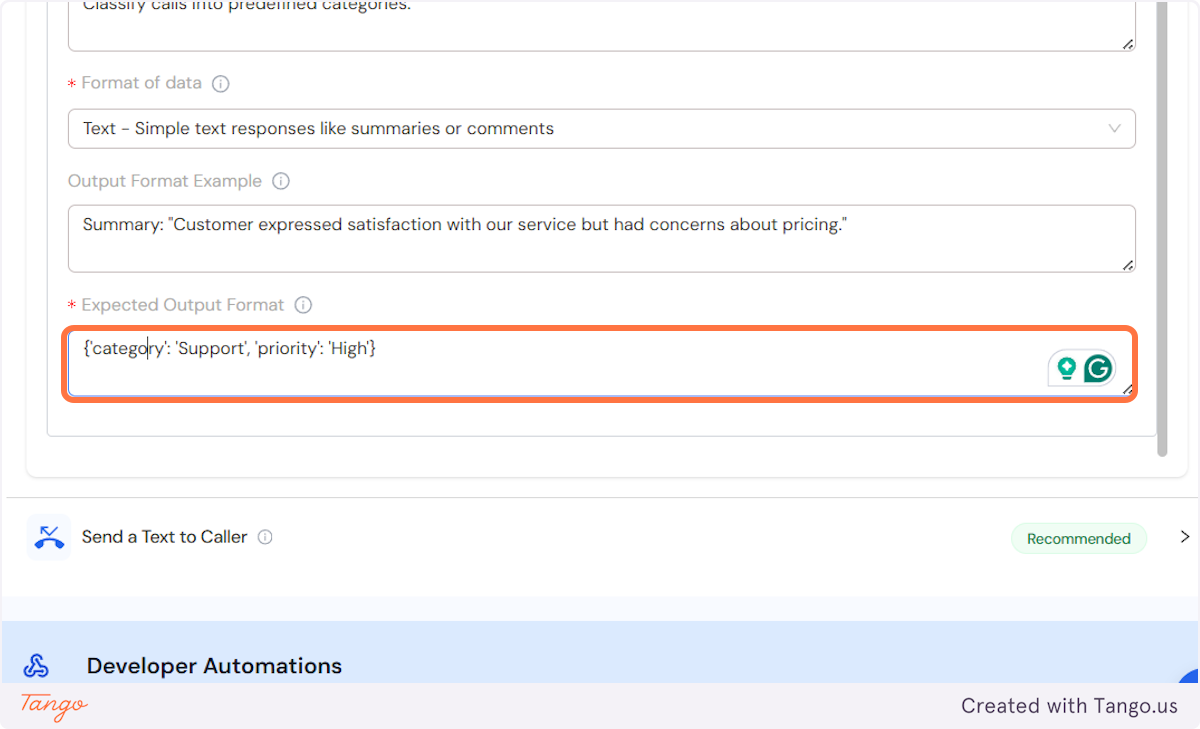 This is what the final output format will look like. 