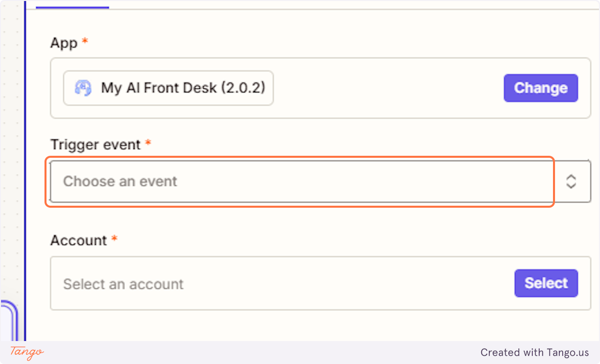 Click on Choose an event