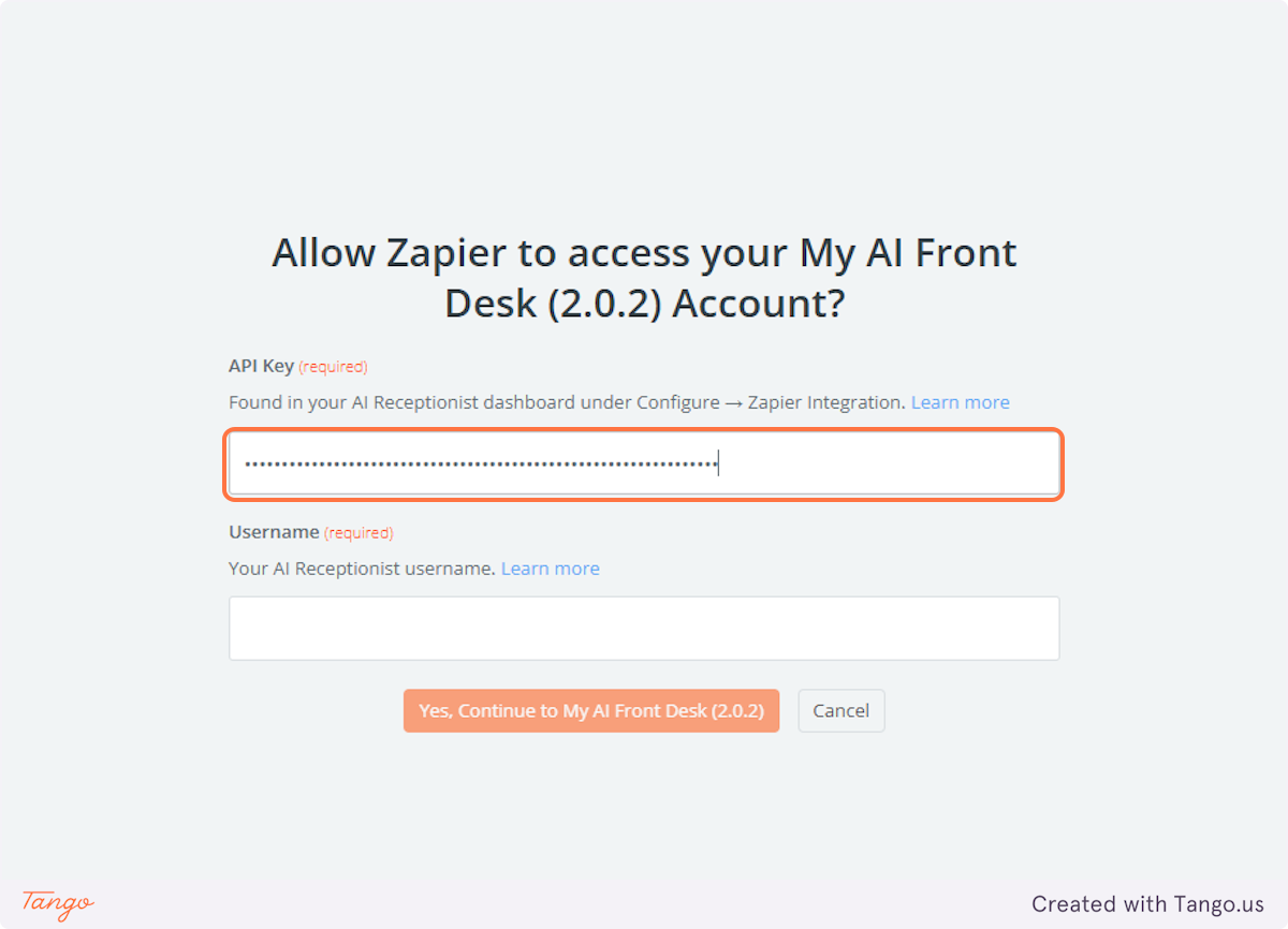 Paste it into the appropriate field in Zapier.