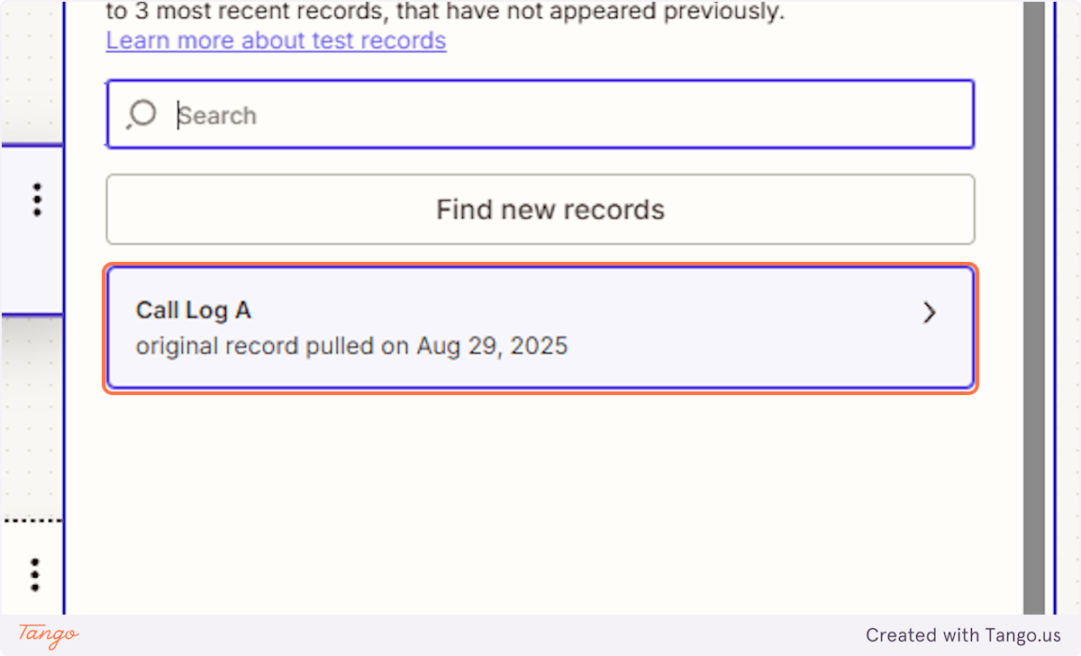 Click on View Call Log A