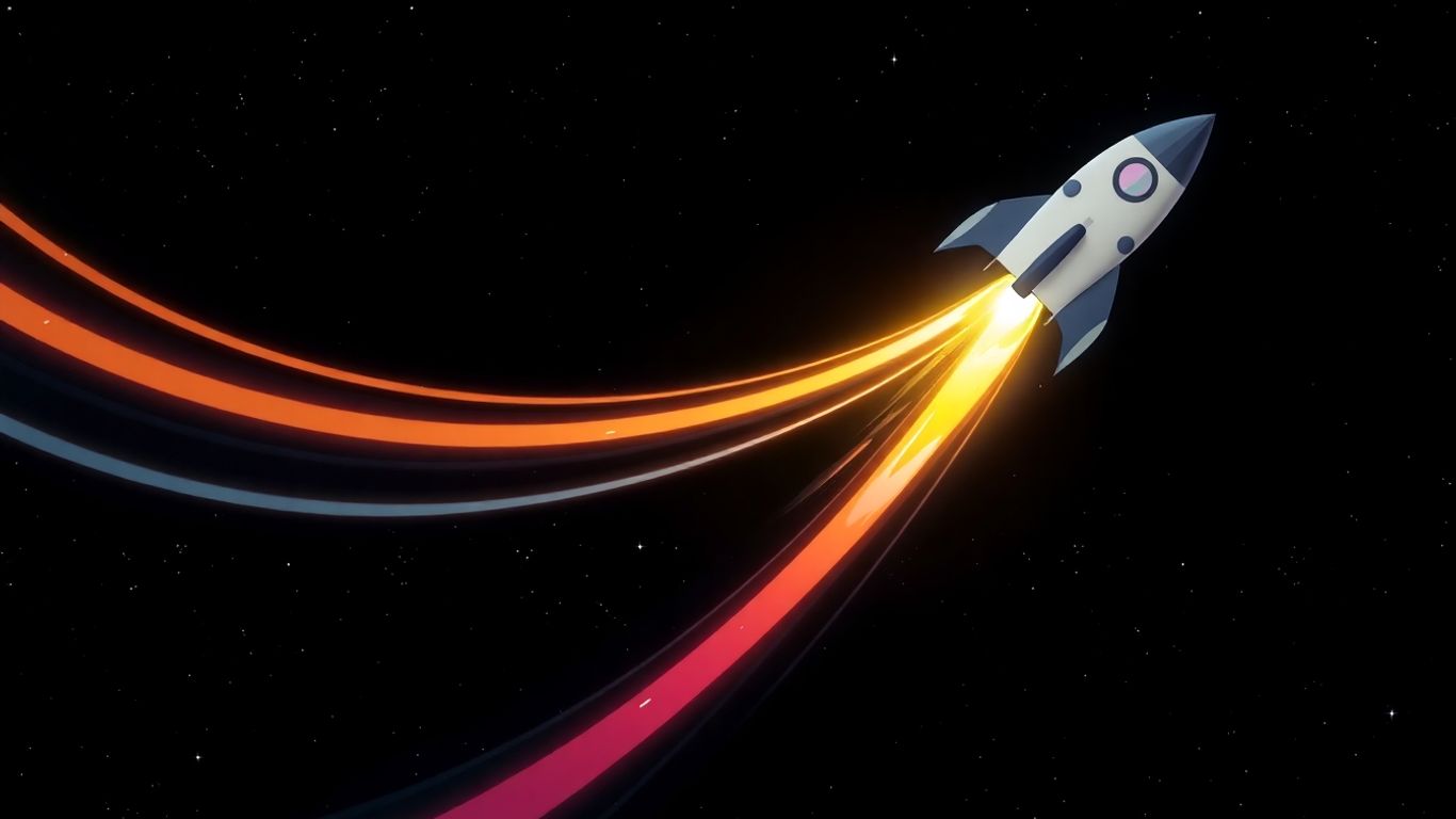Rocket launching with bright light trails