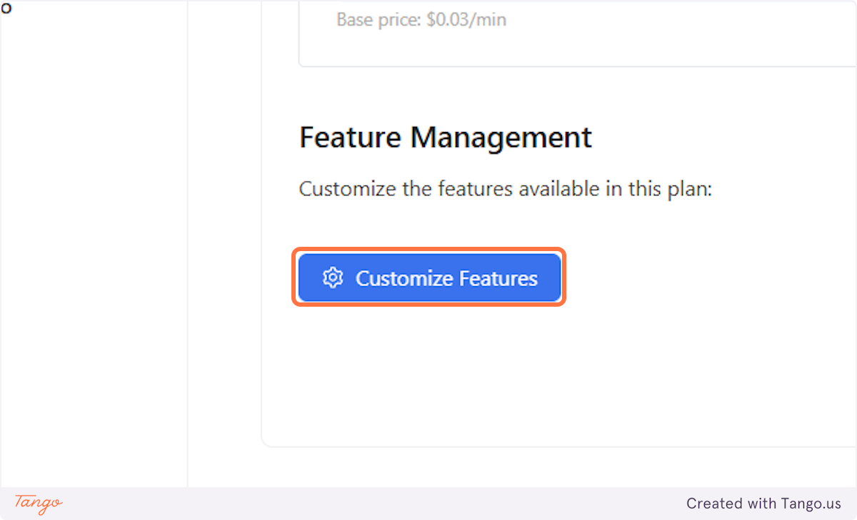 Now that all the charges are set up, let's customize the features that are included with the plan.