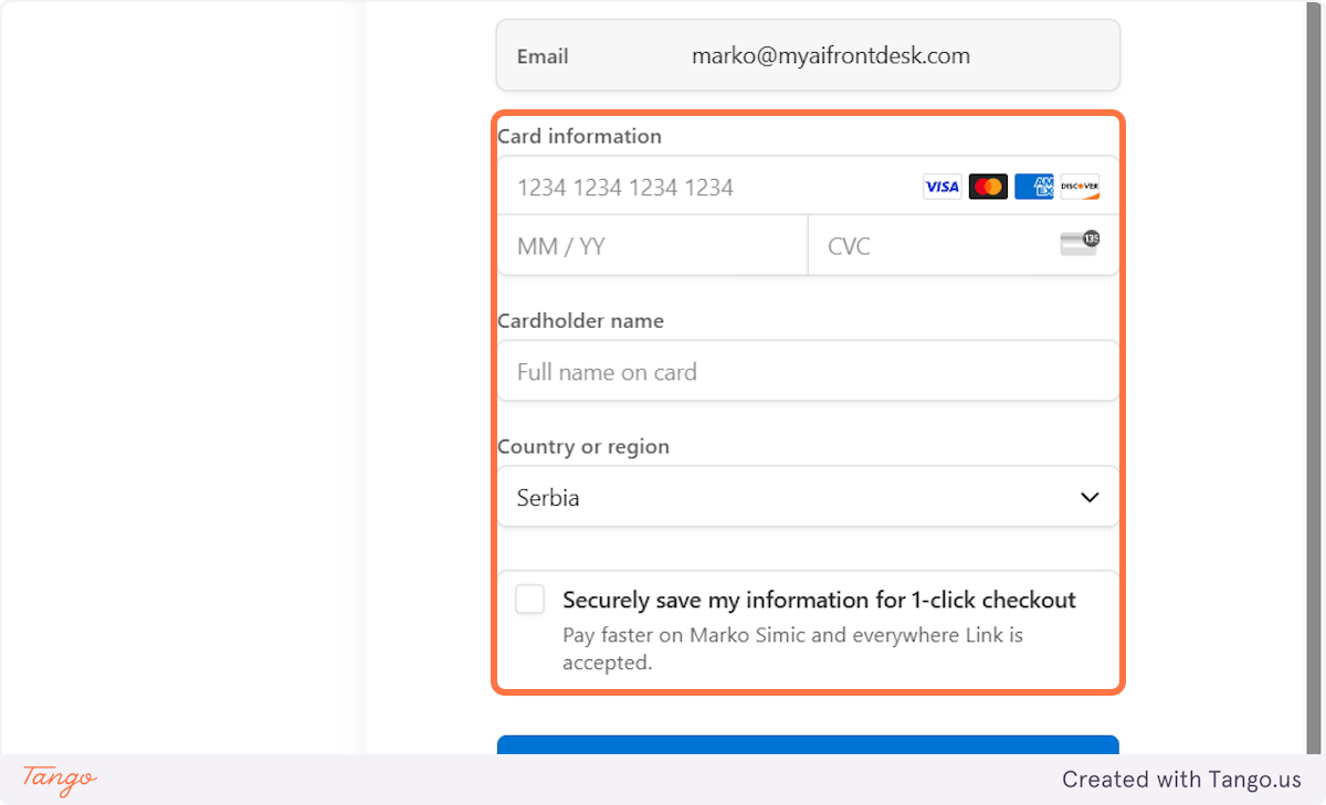 This is the final step, you Stripe subscription page.
