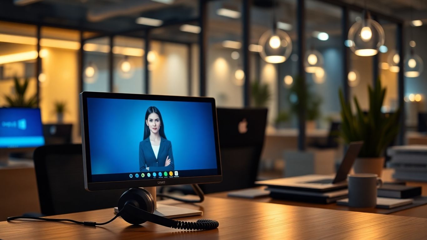 Virtual receptionist working overnight in a modern office