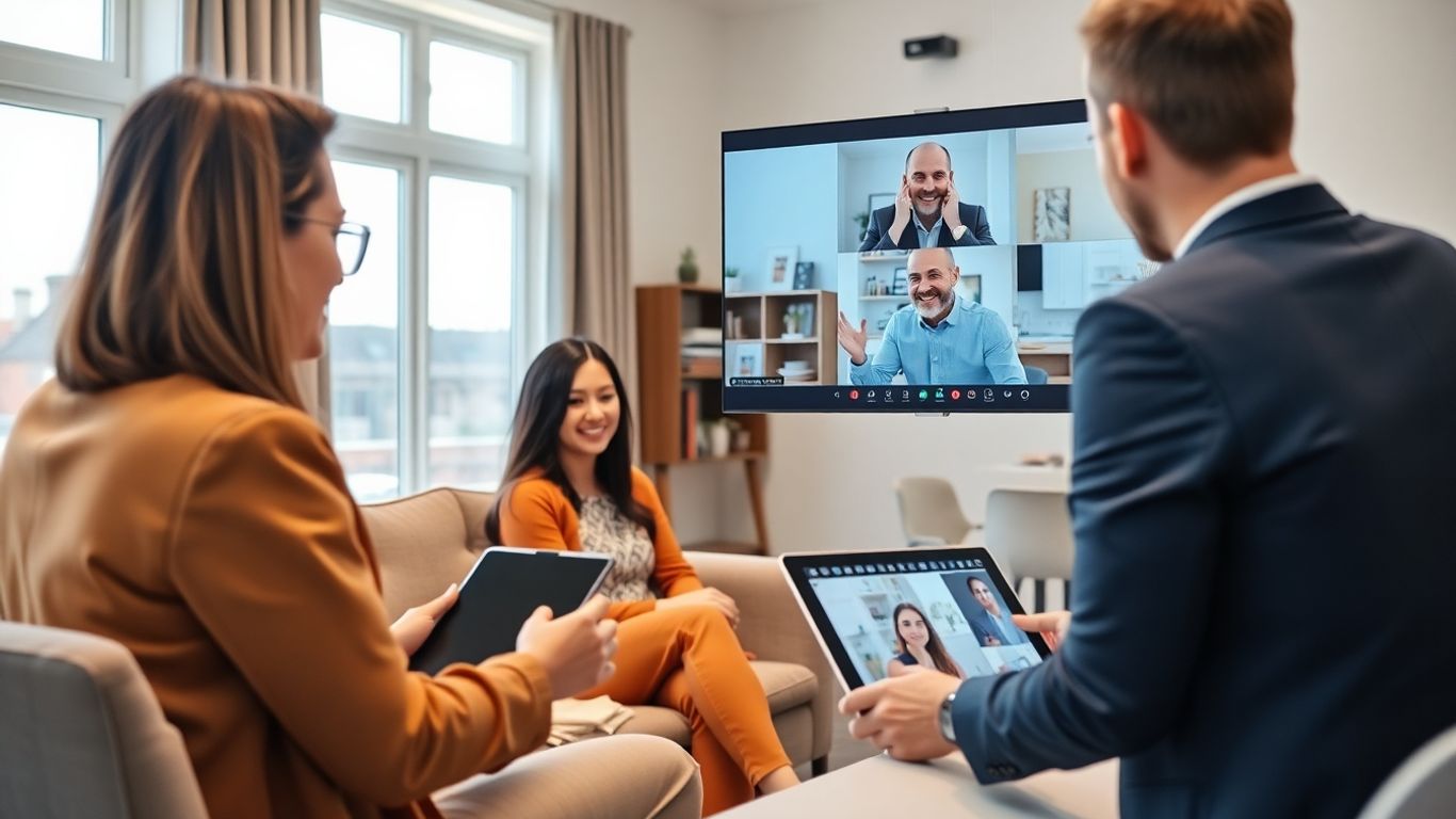 Agent and clients chatting through virtual tablet assistant