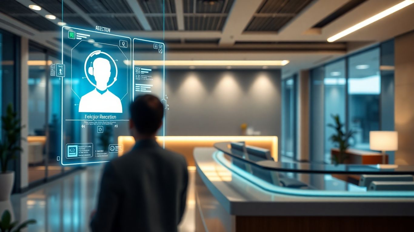AI receptionist interface with digital avatar