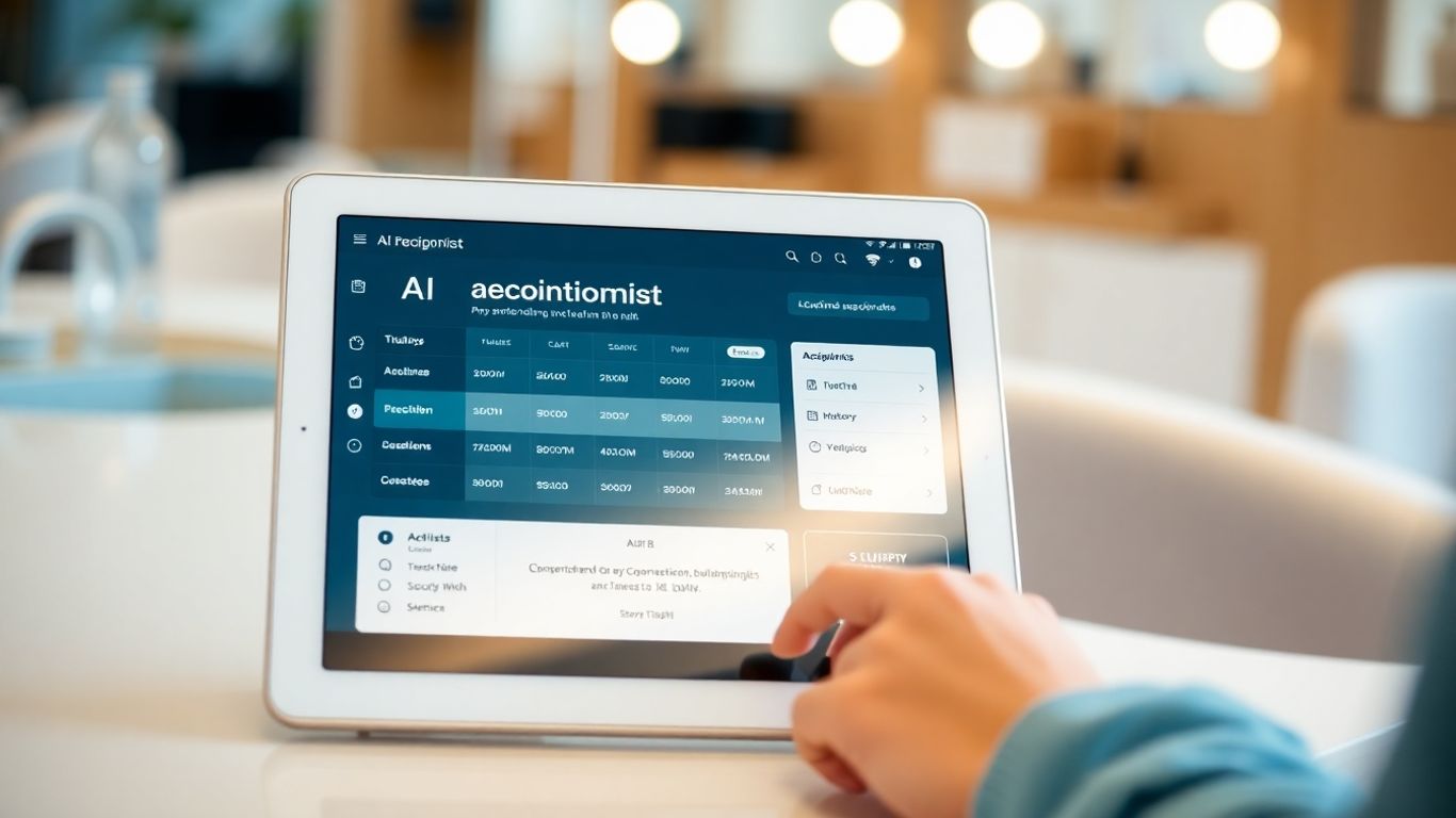 AI receptionist interface on a tablet