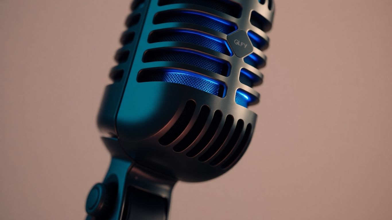 Microphone with blue light for AI voice