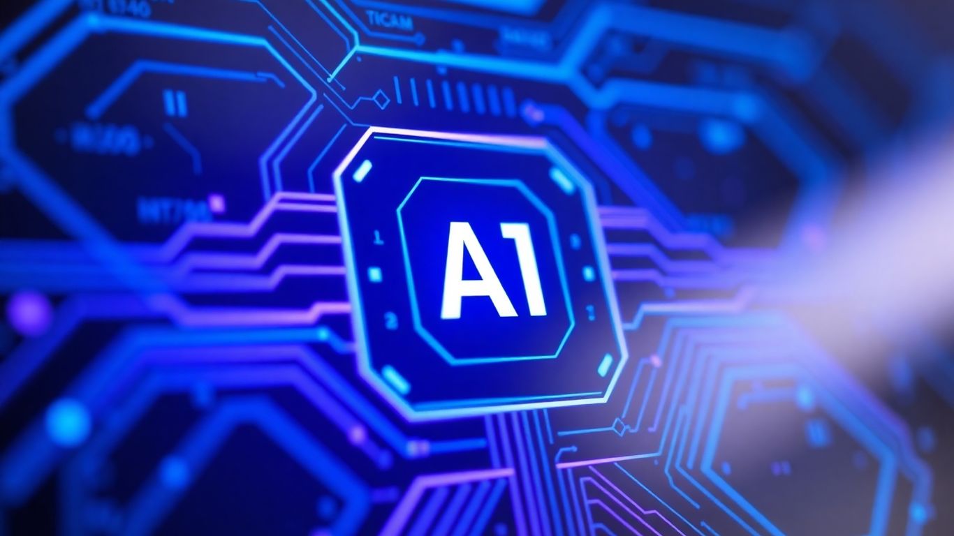 AI interface with glowing digital waveforms