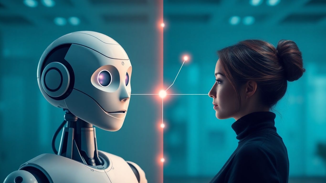 AI and human heads interacting