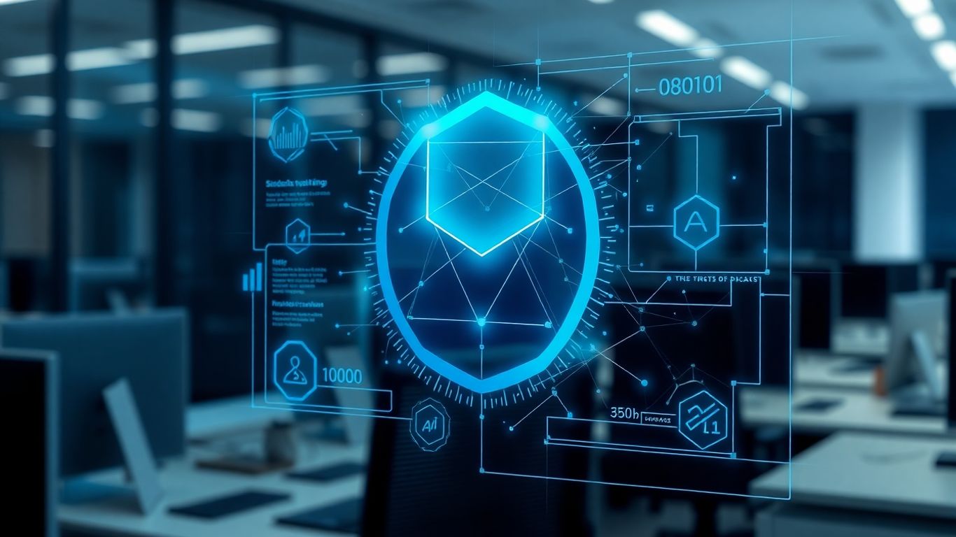 AI receptionist interface with data streams.