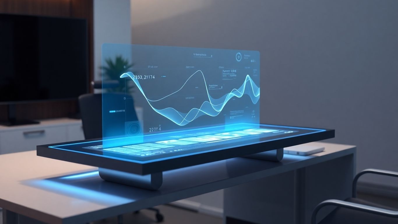 Holographic AI interface on a desk