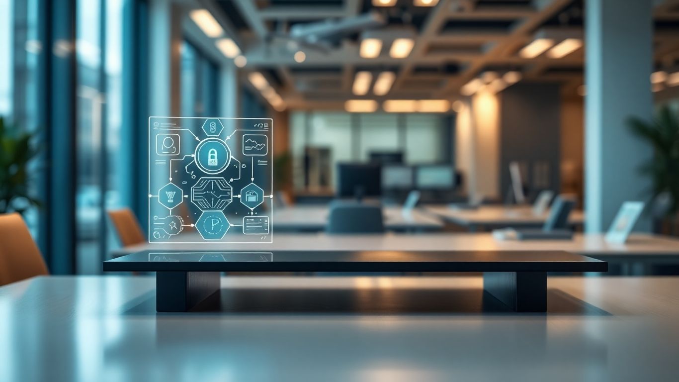AI receptionist interface on a desk