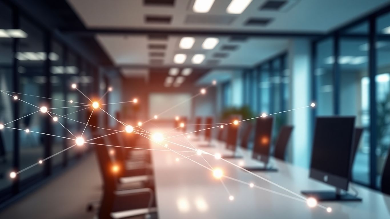Abstract digital interface with glowing lines