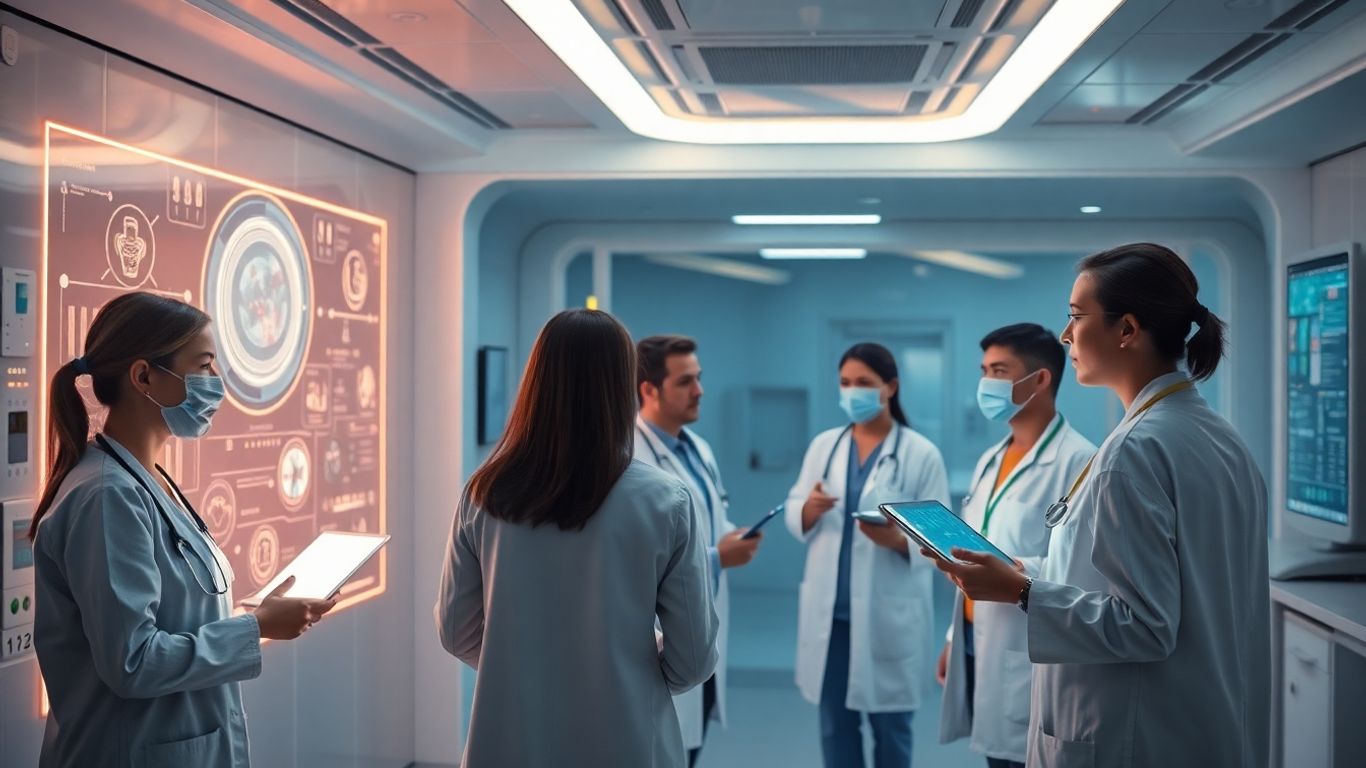 Healthcare professionals using advanced technology