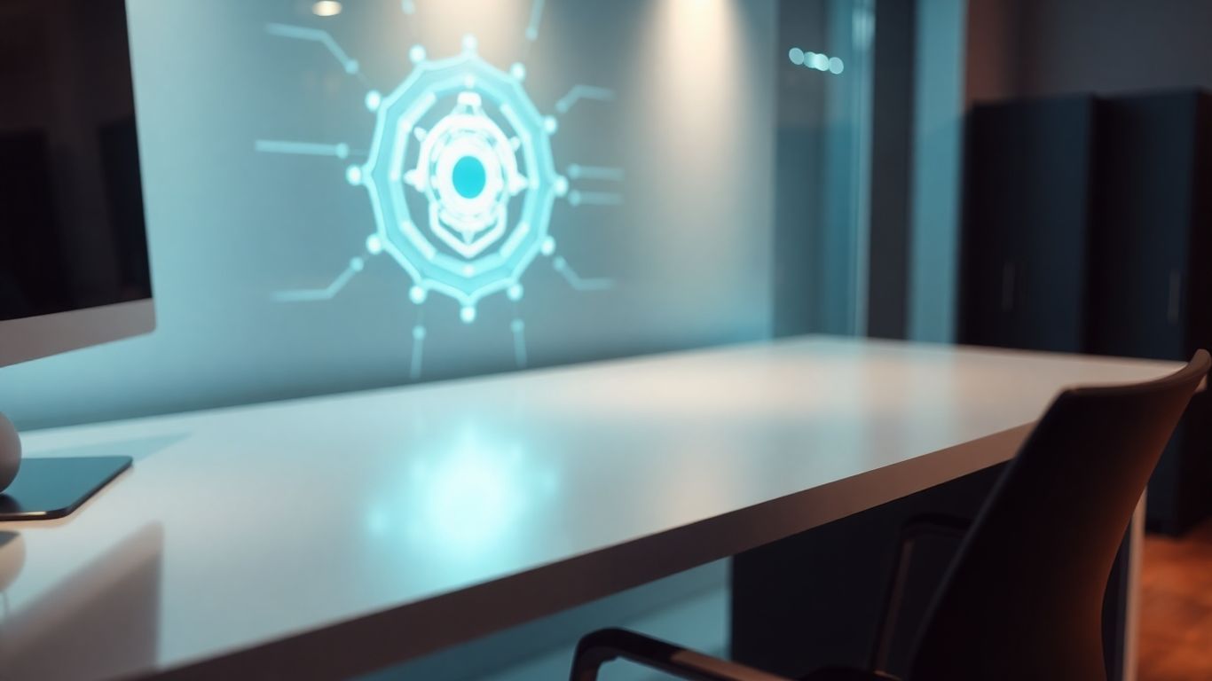 AI receptionist interface on a desk