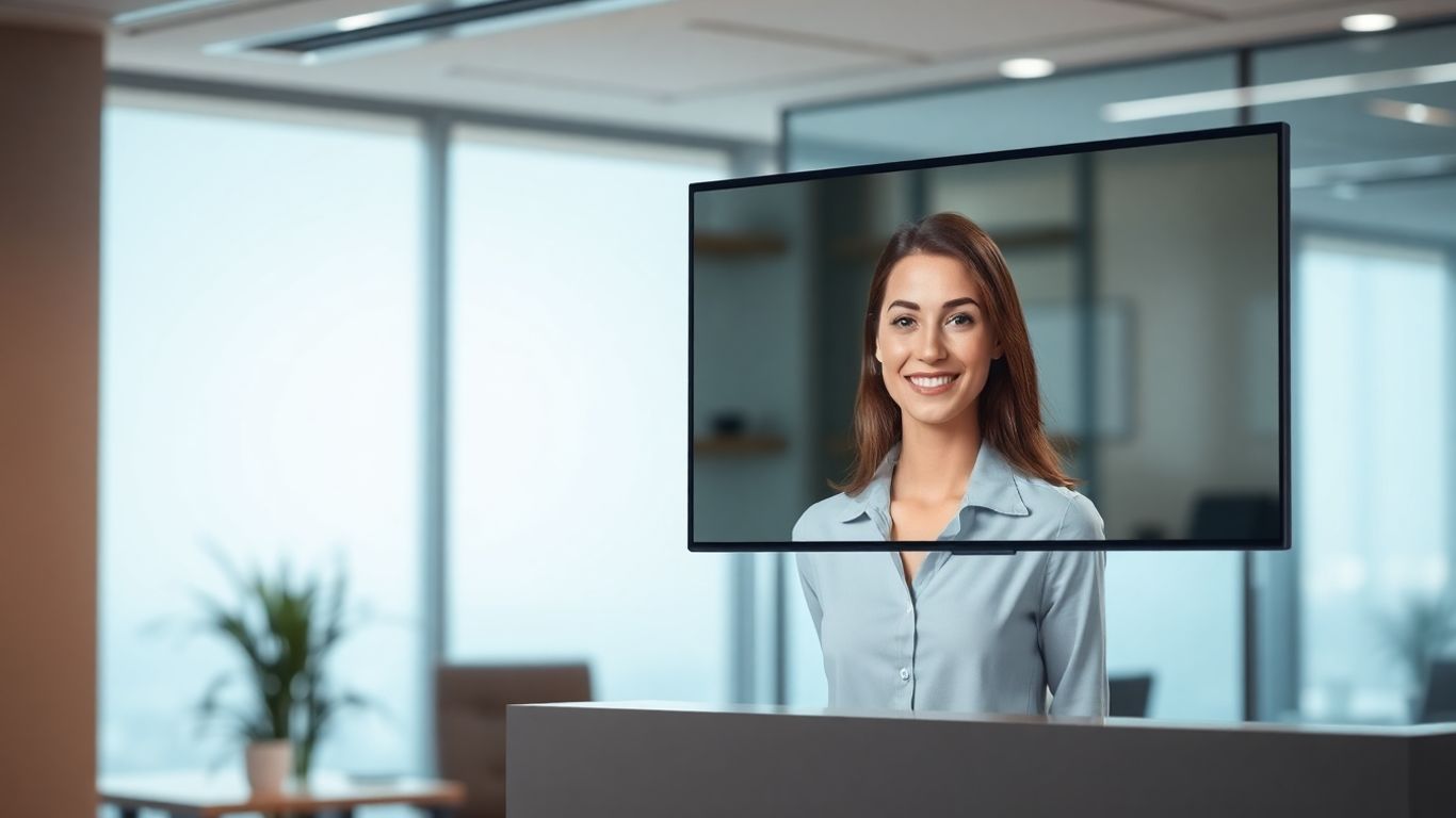 Virtual receptionist avatar on a screen