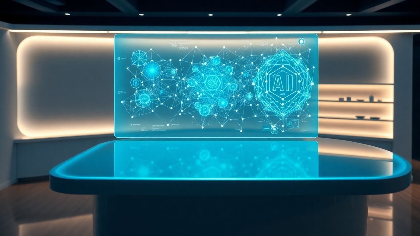 AI virtual receptionist interface on a desk