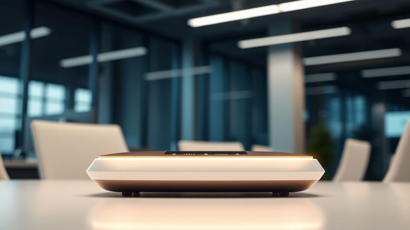 AI voicemail receptionist device in an office.