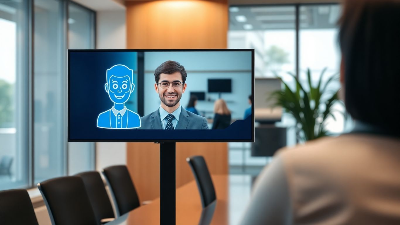 AI avatar assisting a customer on a screen.