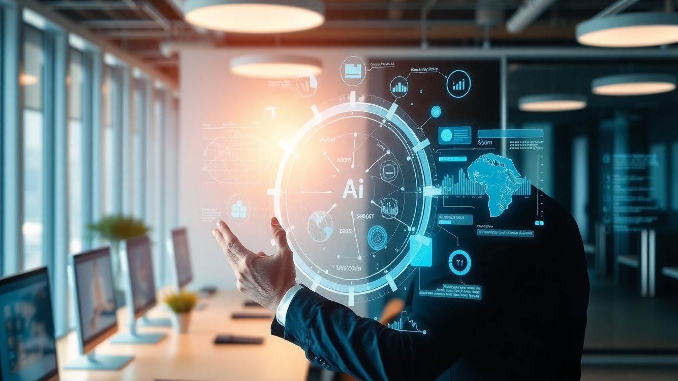 AI interface with abstract data visualizations