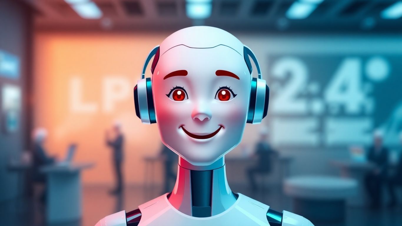 AI avatar smiling on a futuristic interface