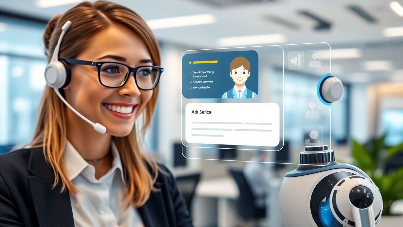 AI receptionist avatar assisting a customer.