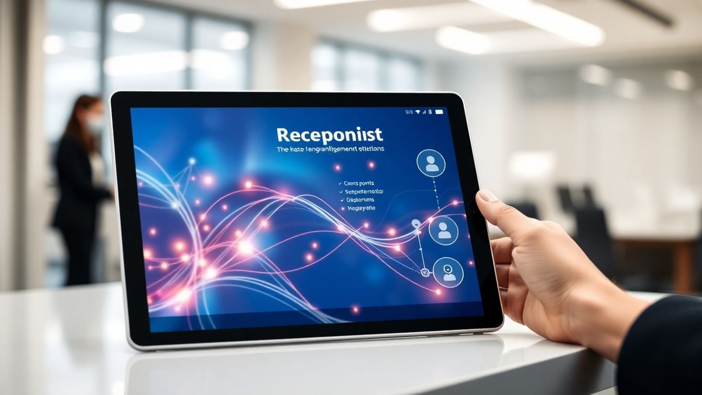 Virtual receptionist interface on a tablet