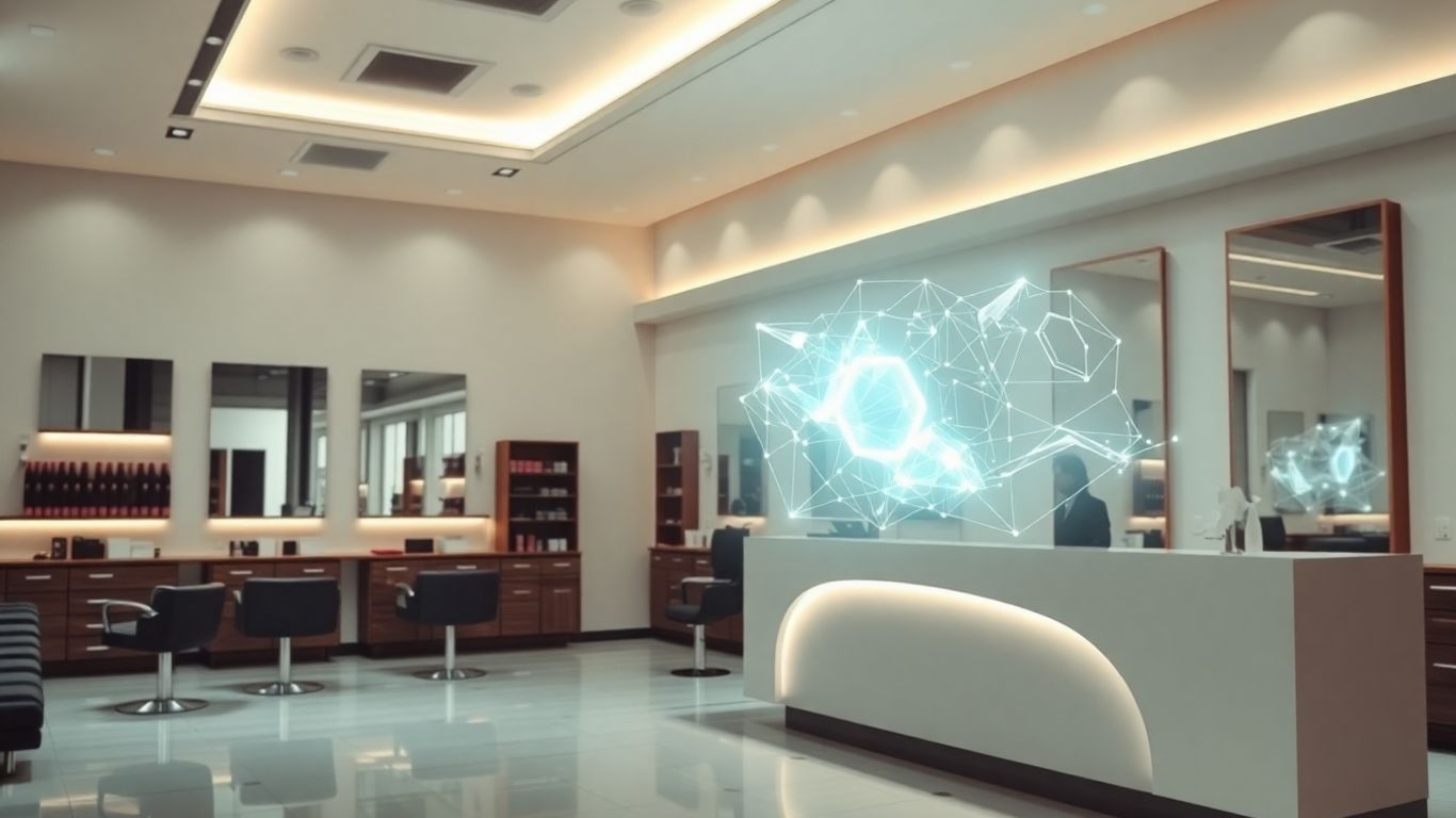 AI interface in a modern hair salon