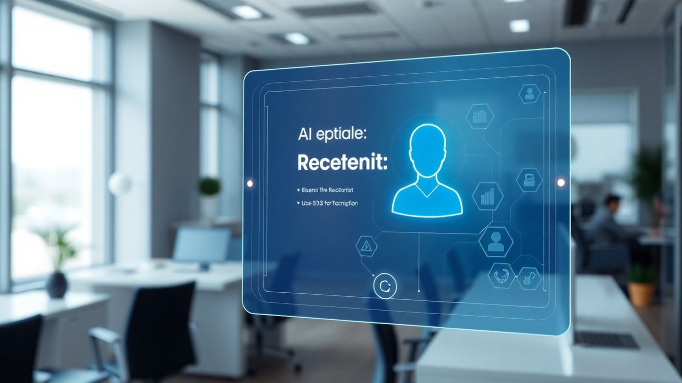 AI receptionist interface on a holographic screen
