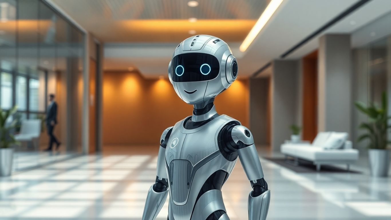 AI receptionist in a modern office