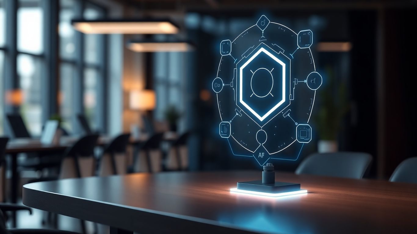 AI receptionist interface on a desk