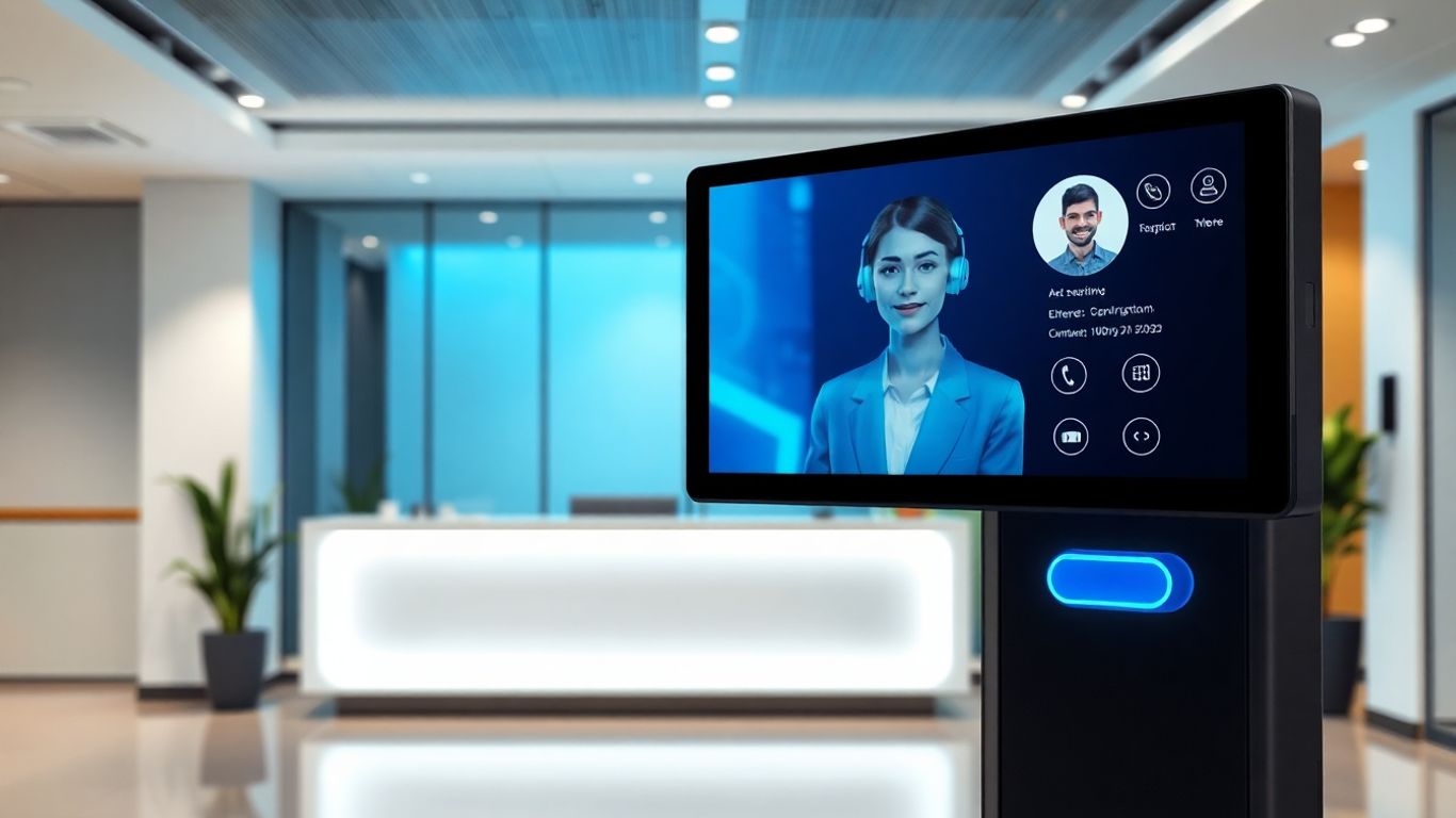 AI virtual receptionist interface on a screen